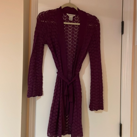 Boho Crocheted Purple Sweater - Picture 1 of 5